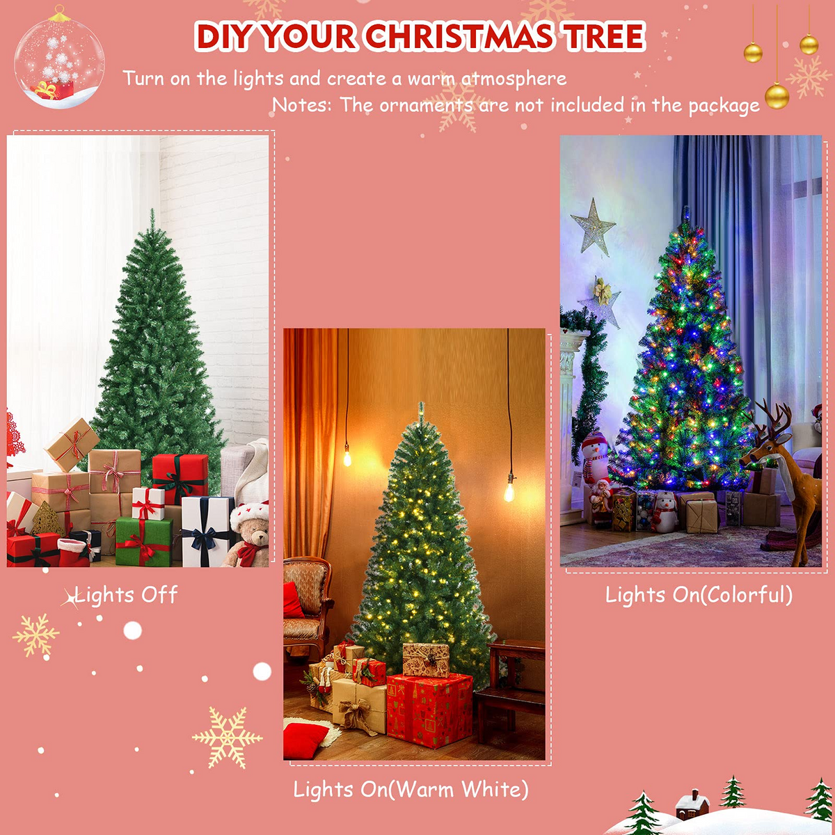 Lucktree Christmas Tree, Hinged Remote Control Artificial Xmas Tree, Residential and Commercial Decoration for Indoor - LucktreeUS