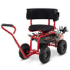Lucktree Cushioned Rolling Garden Cart Scooter with Storage Basket and Tool Pouch