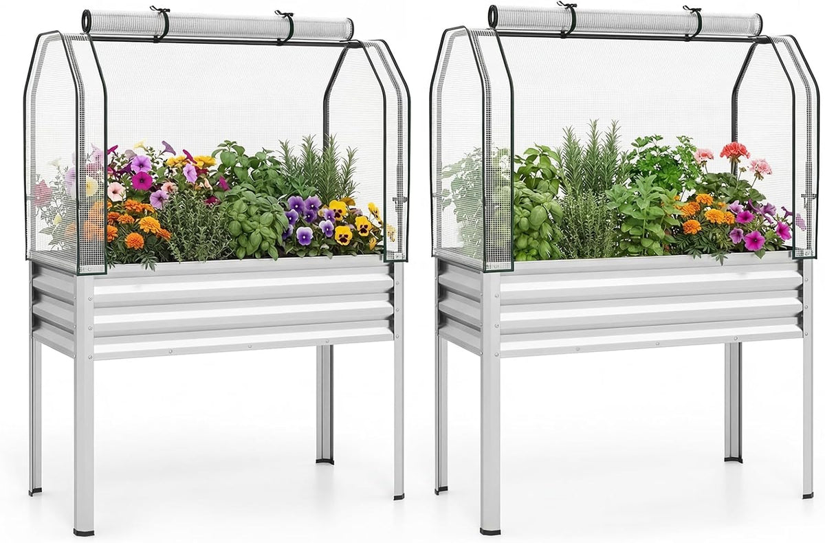 Lucktree Raised Garden Bed with Legs & Greenhouse Cover (1/2)