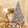 6FT/9FT  Snow Flocked Christmas Tree, Hinged Pine Tree - LucktreeUS