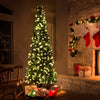 Prelit Pencil Christmas Tree, Premium Hinged Fir Tree