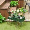 Lucktree Decorative Garden Planter, Small Wagon Cart with Metal Wheels, Wood Raised Beds Plant Pot Stand for Backyard Garden Patio 24.5"x13.5"x24"