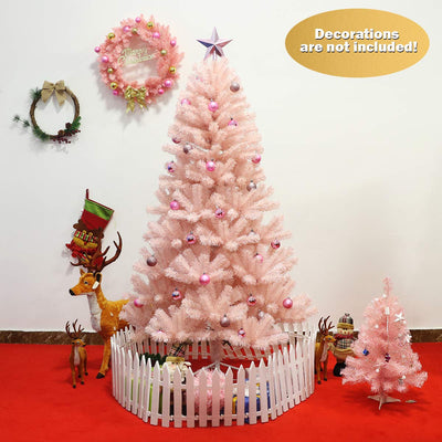 Artificial Pink Christmas Tree, 6ft/7ft Premium Unlit Hinged Spruce Full Tree - LucktreeUS
