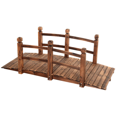 Lucktree 5 Ft Wooden Garden Bridge, Stained Wood/Natural Wood  Garden Bridge
