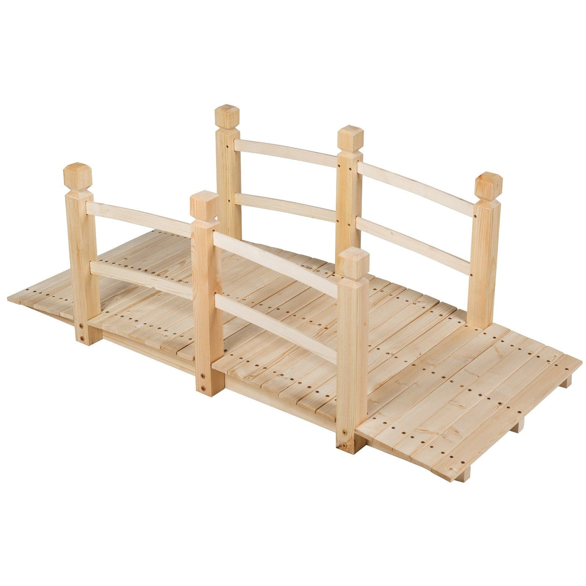 Lucktree 5 Ft Wooden Garden Bridge, Stained Wood/Natural Wood  Garden Bridge