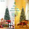 5ft Pre-lit Pencil Christmas Tree, Snow Flocked Artificial Hinged Xmas Tree - LucktreeUS