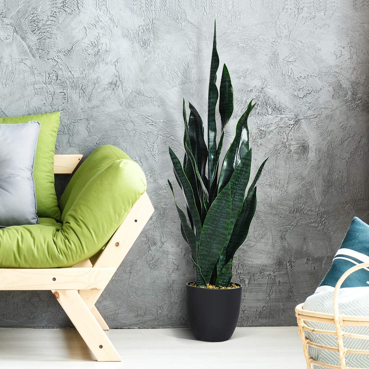 Artificial Snake Plant, 36" Fake Sansevieria - LucktreeUS