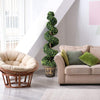 4 Ft Artificial Boxwood Spiral Tree, Fake Greenery Plants - LucktreeUS