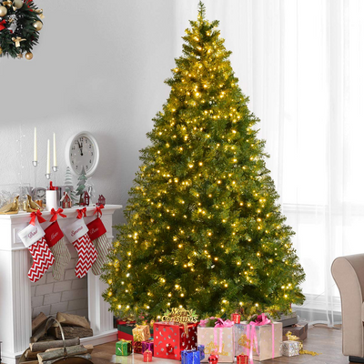 Lucktree Pre-Lit Christmas Tree Artificial PVC with 700 LED Lights and Solid Metal Legs (7ft) - LucktreeUS