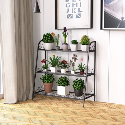 Lucktree 3 Tier Metal Plant Stand, Indoor Outdoor Plant Shelf