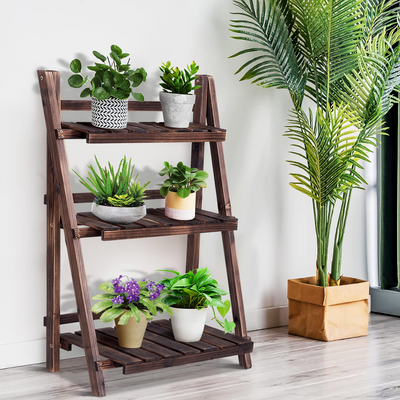 Lucktree 3 Tier Folding Wooden Plant Stand