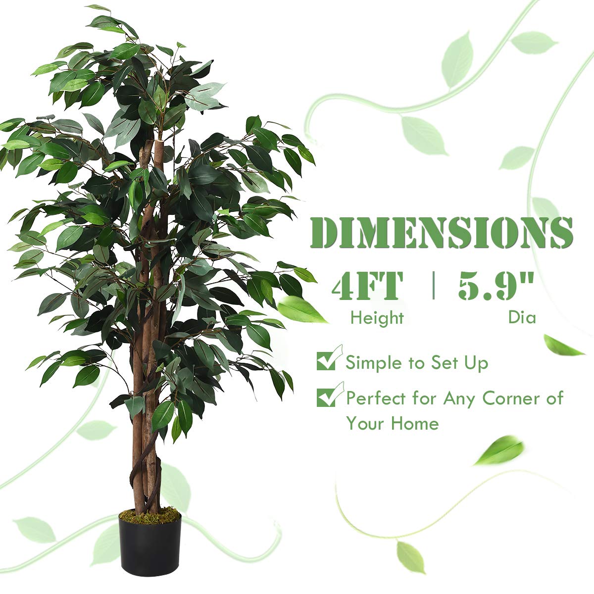 4/5.5/6FT FICUS Silk Leaf Artificial Tree - LucktreeUS