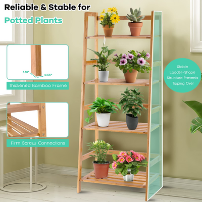Lucktree 4-Tier Bamboo Plant Stand Flower Pots Holder Display Shelf, 47.5"