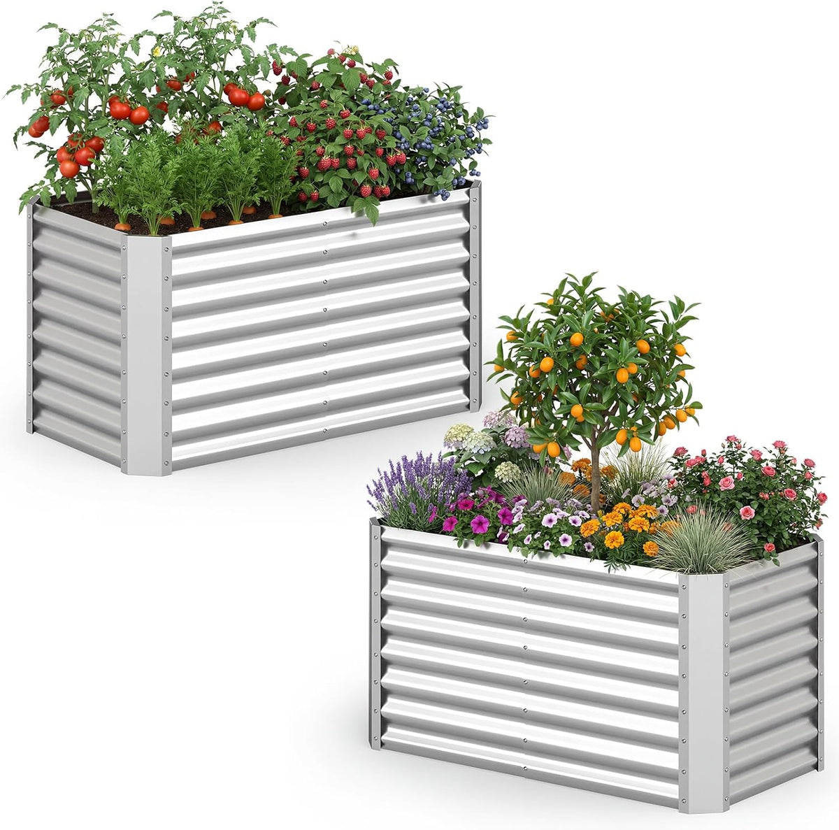 Lucktree 4 x 2 x 2 FT Galvanized Raised Garden Bed (1/2)