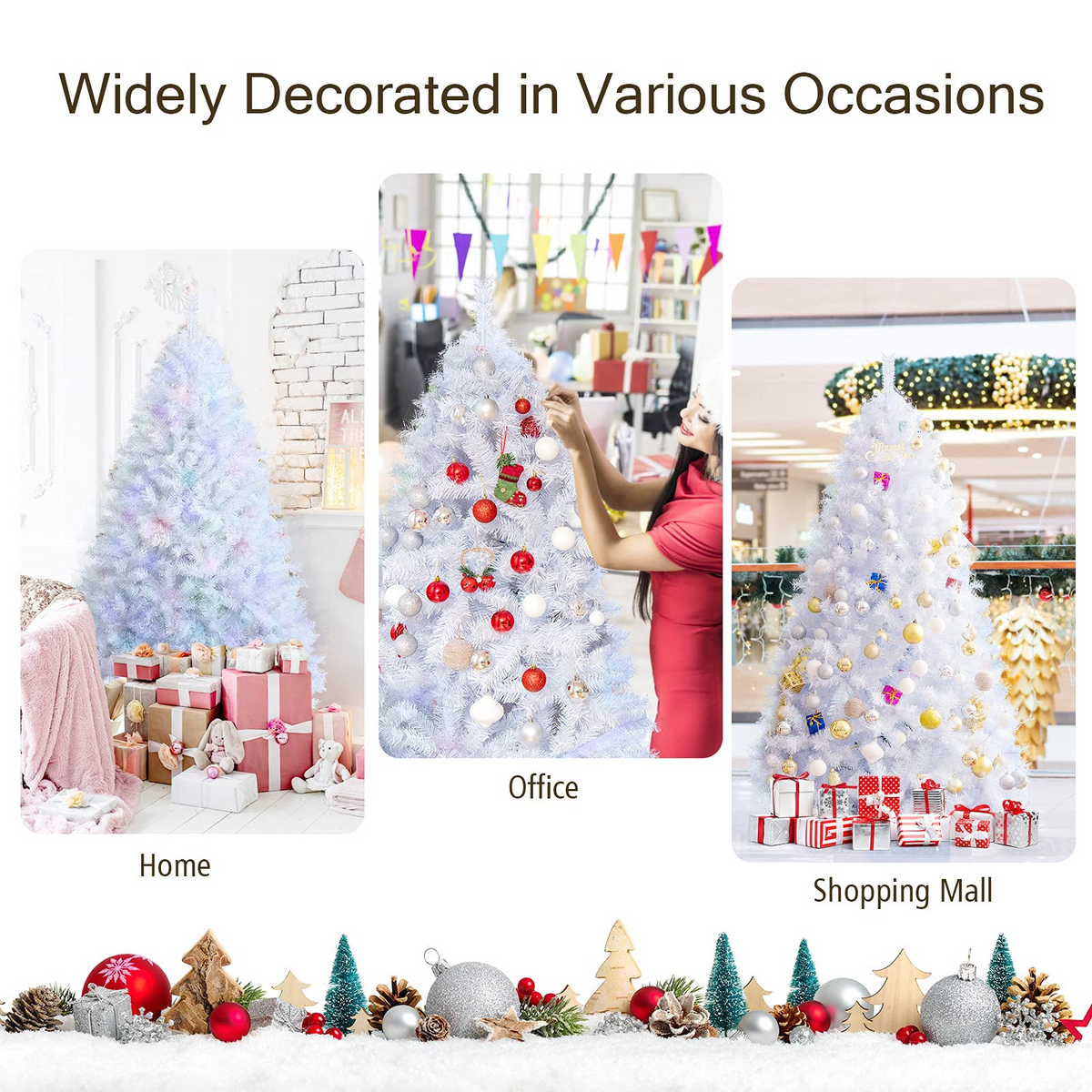 Lucktree Artificial Christmas Tree, Hinged Unlit Full Xmas Pine Tree, Quick Set-Up, for Indoor Home Office Holiday Decoration - LucktreeUS