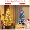 Lucktree Snow Flocked Christmas Tree, Premium Hinged Artificial Pine Tree, Remote Controller, Xmas Full Tree for Indoor - LucktreeUS