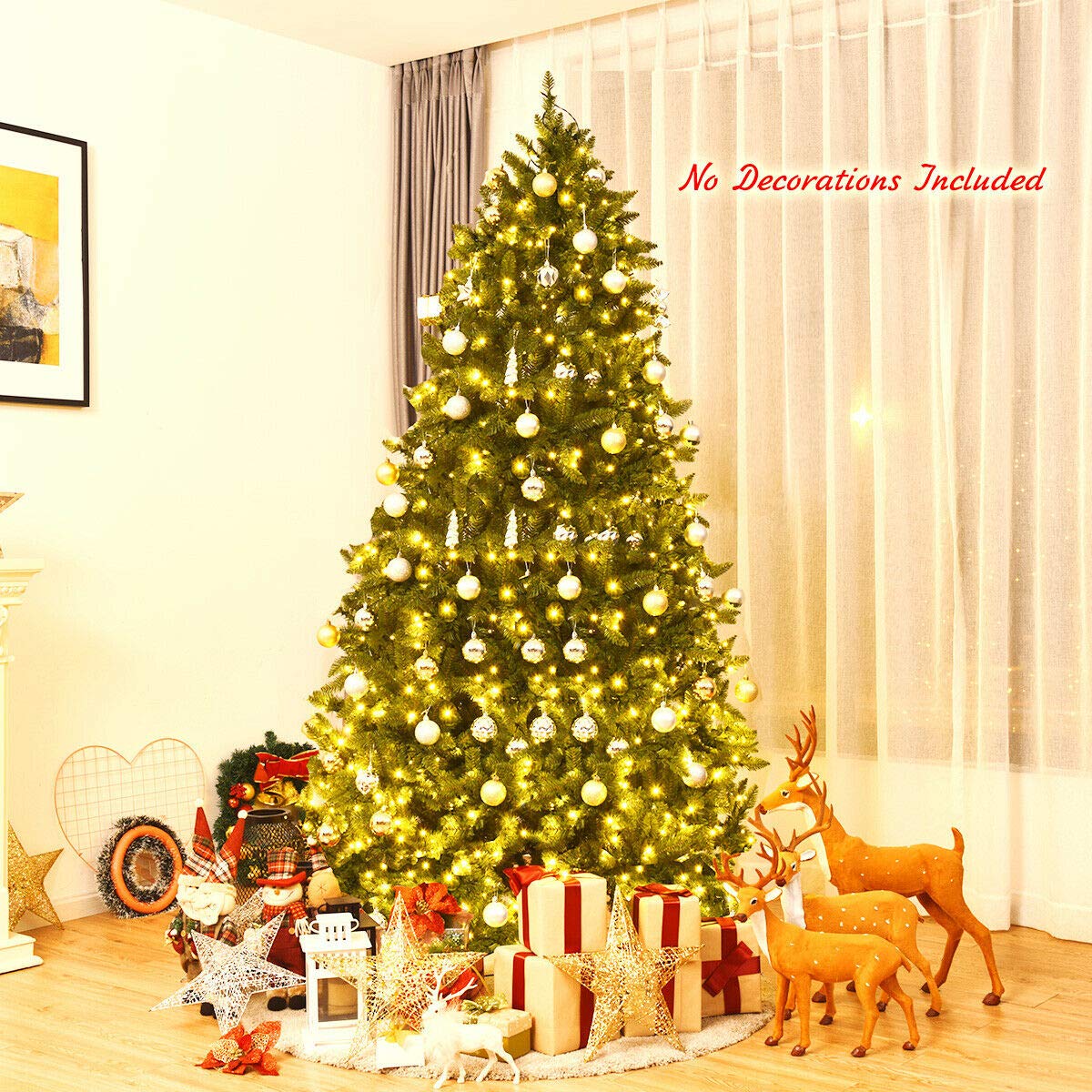 7.5ft Prelit Christmas Tree, Premium Hinged Artificial Fir Tree - LucktreeUS