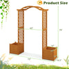 Wooden Garden Arbor with Planter Boxes, White Trellis Archway for Climbing Plants & Decorations