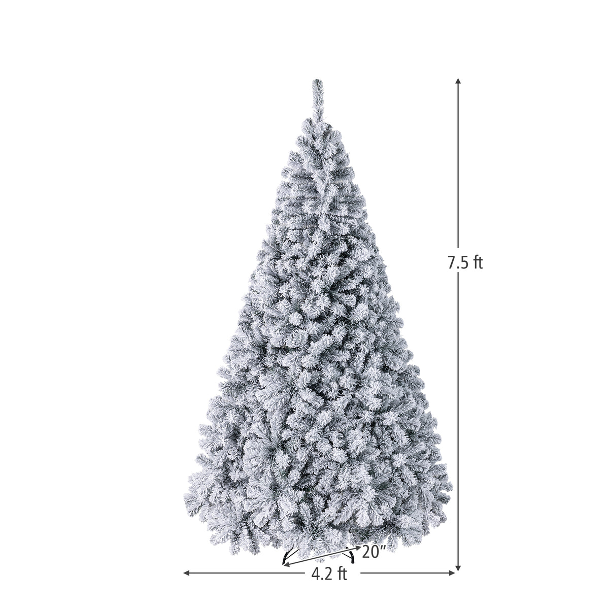 6/7.5/9/4.5 FT Snow-Flocked Christmas Tree, Pre-lit Xmas Tree w/ 250/450/550/150 Warm White LED Lights & 600/1010/1498/295 Branch Tips