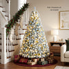 7/6/8 FT Snow-Flocked Artificial Christmas Tree, Pre-lit Xmas Tree