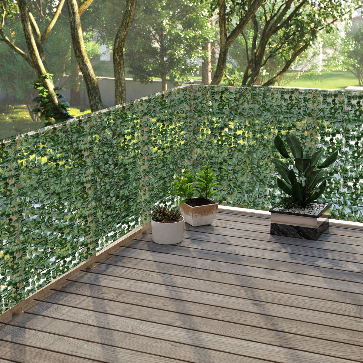 Faux Ivy Privacy Screen, Expandable Artificial Greenery Fence