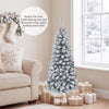 4.5/6/7.5 FT Snow-Flocked Christmas Tree, Artificial Pencil Xmas Tree with 244/502/641 PVC Branch Tips