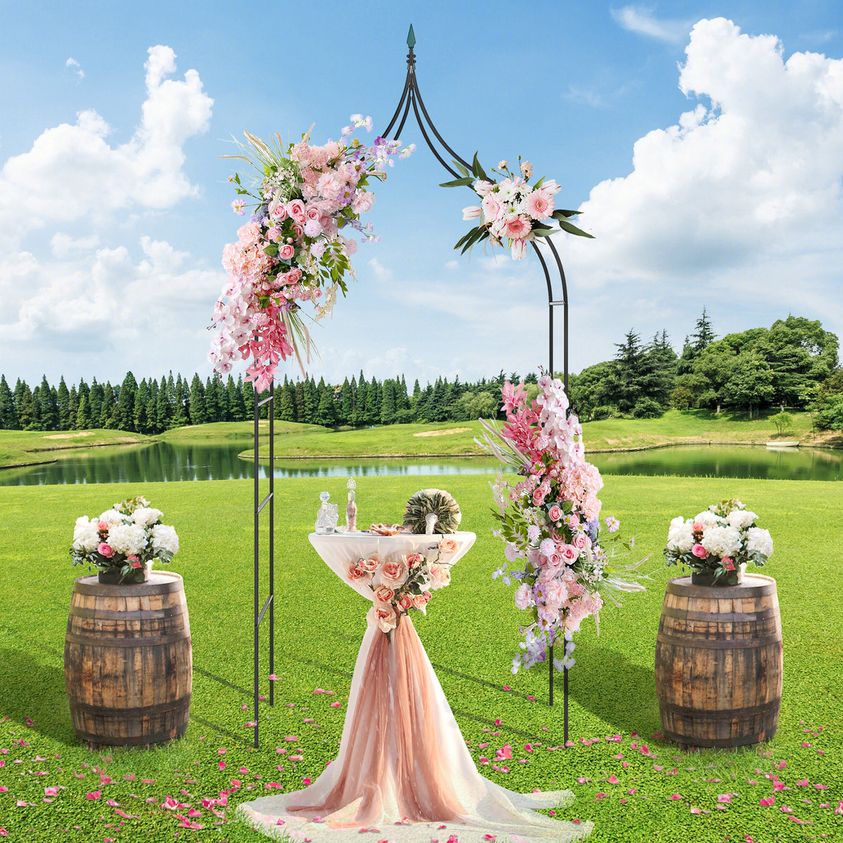 Metal Garden Arch, Rose Garden Arbor for Various Climbing Plant, Outdoor Lawn Backyard