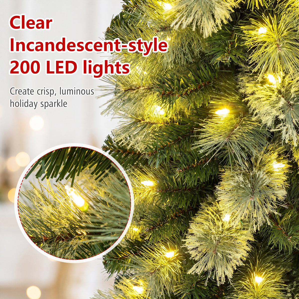 7FT Pre-lit Pencil Christmas Tree, Slim Artificial Xmas Tree with 150 Warm White LED Lights