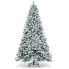 9FT Flocked Christmas Tree, Artificial Xmas Tree w/PVC Needles, Metal Stand
