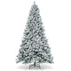 9FT Flocked Christmas Tree, Artificial Xmas Tree w/PVC Needles, Metal Stand