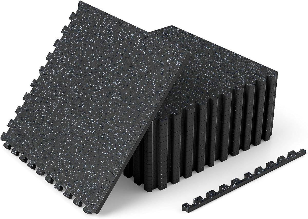 Lucktree 0.39" Thick Rubber Top Exercise Equipment Mats with Boarders