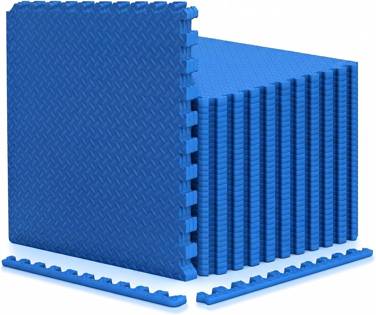 Lucktree 12/24/36/48 Tiles Exercise Flooring Mats with Border