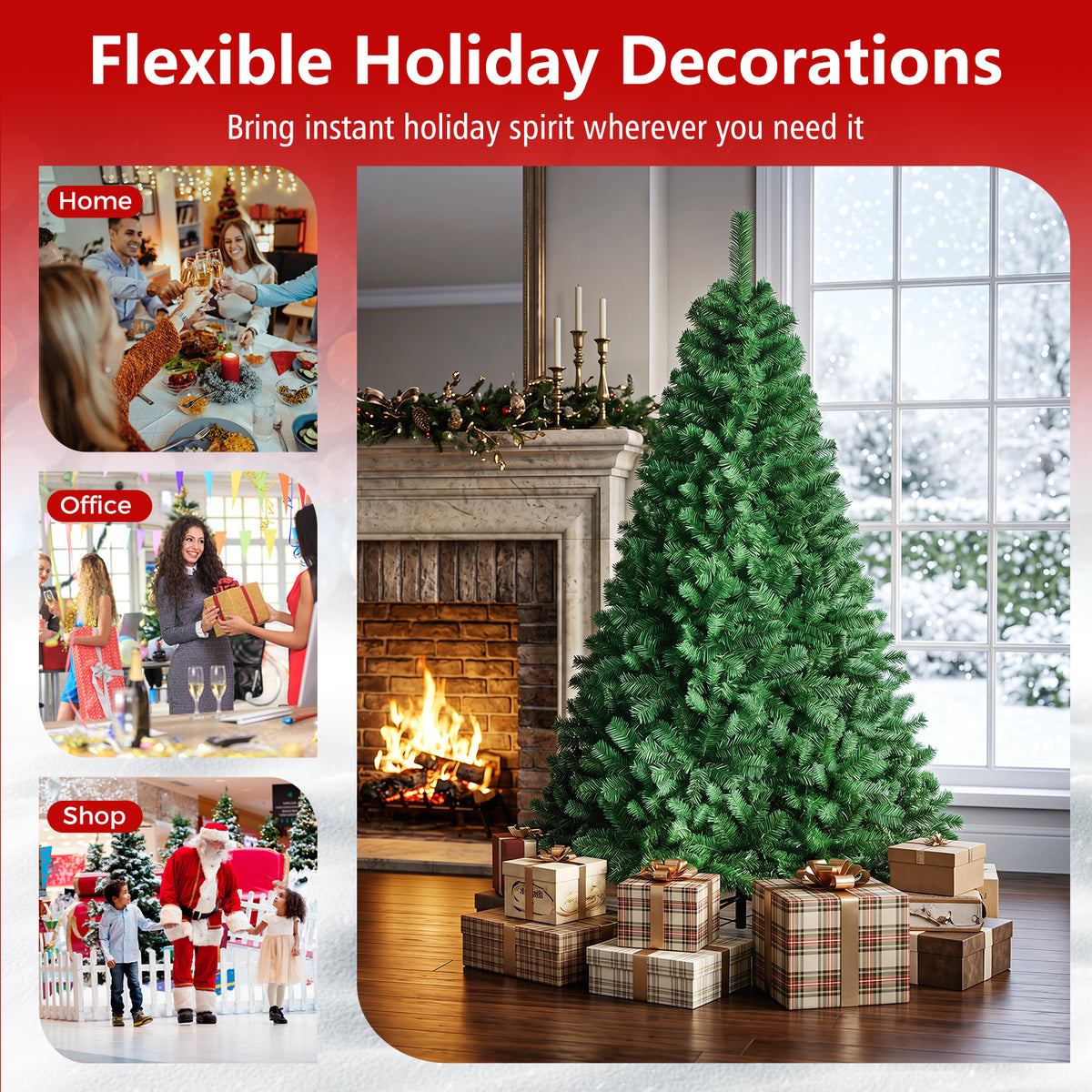 6 FT Artificial Christmas Tree Hinged Spruce with 650 Tips Foldable Metal Stand