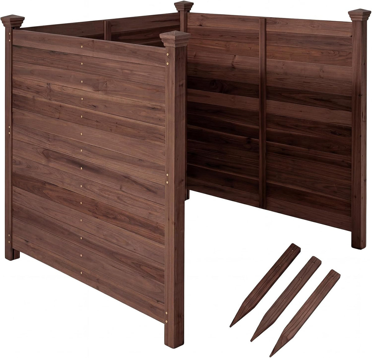 Lucktree Wooden Privacy Fence with Stakes 47" W x 45.5" H
