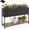 Lucktree Raised Garden Bed with Legs, Rattan Elevated Planter Box w/Storage Shelf