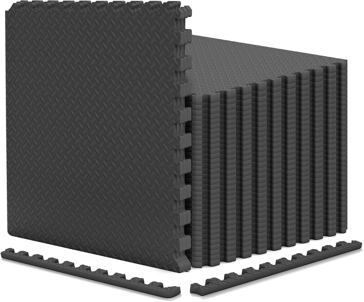 Lucktree EVA Exercise Floor Mats, 1/2" Interlocking Soft Foam Puzzle Play Mats