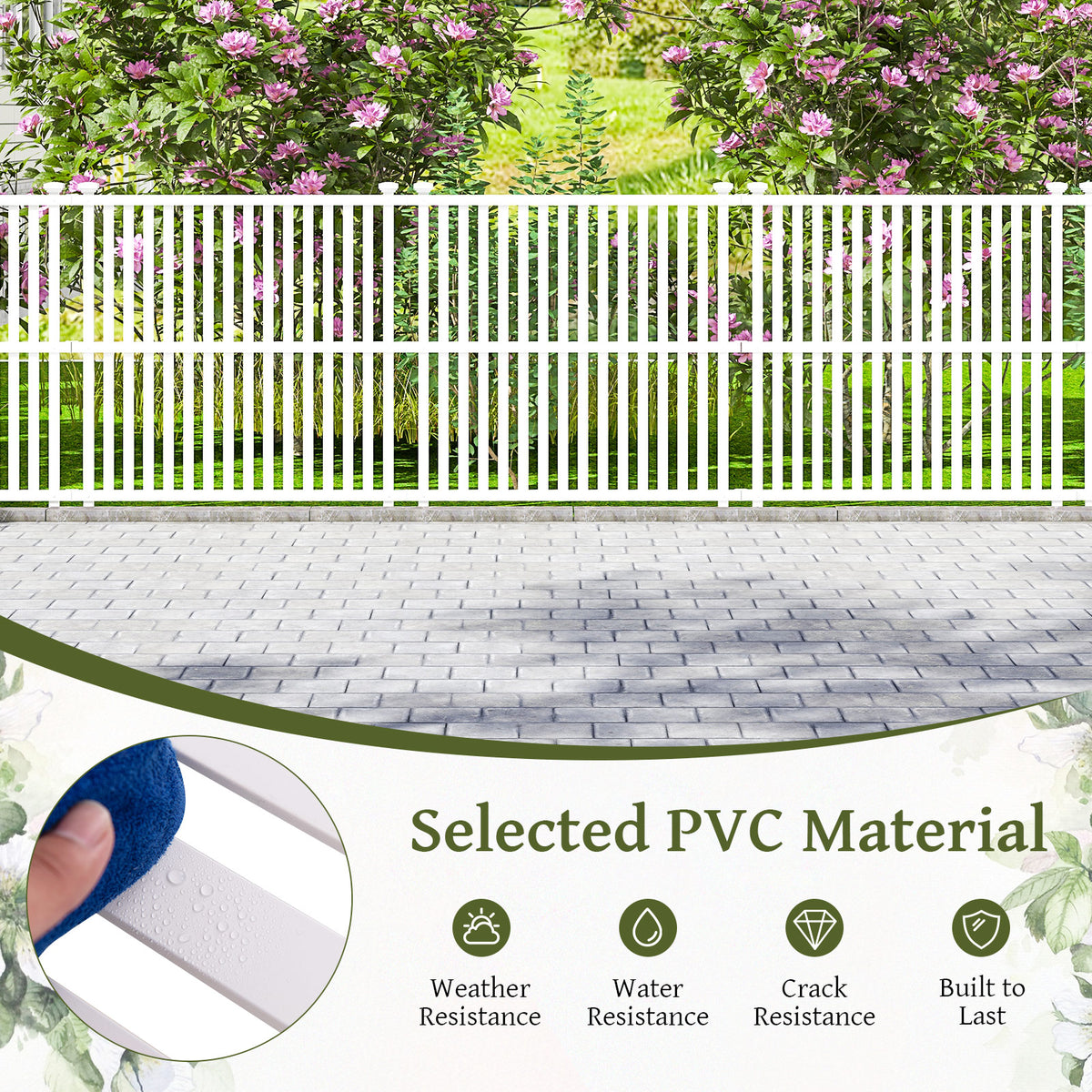 Outdoor Air Conditioner Fence, 113 x 114 cm Vinyl Privacy Screen with Metal Ground Stakes