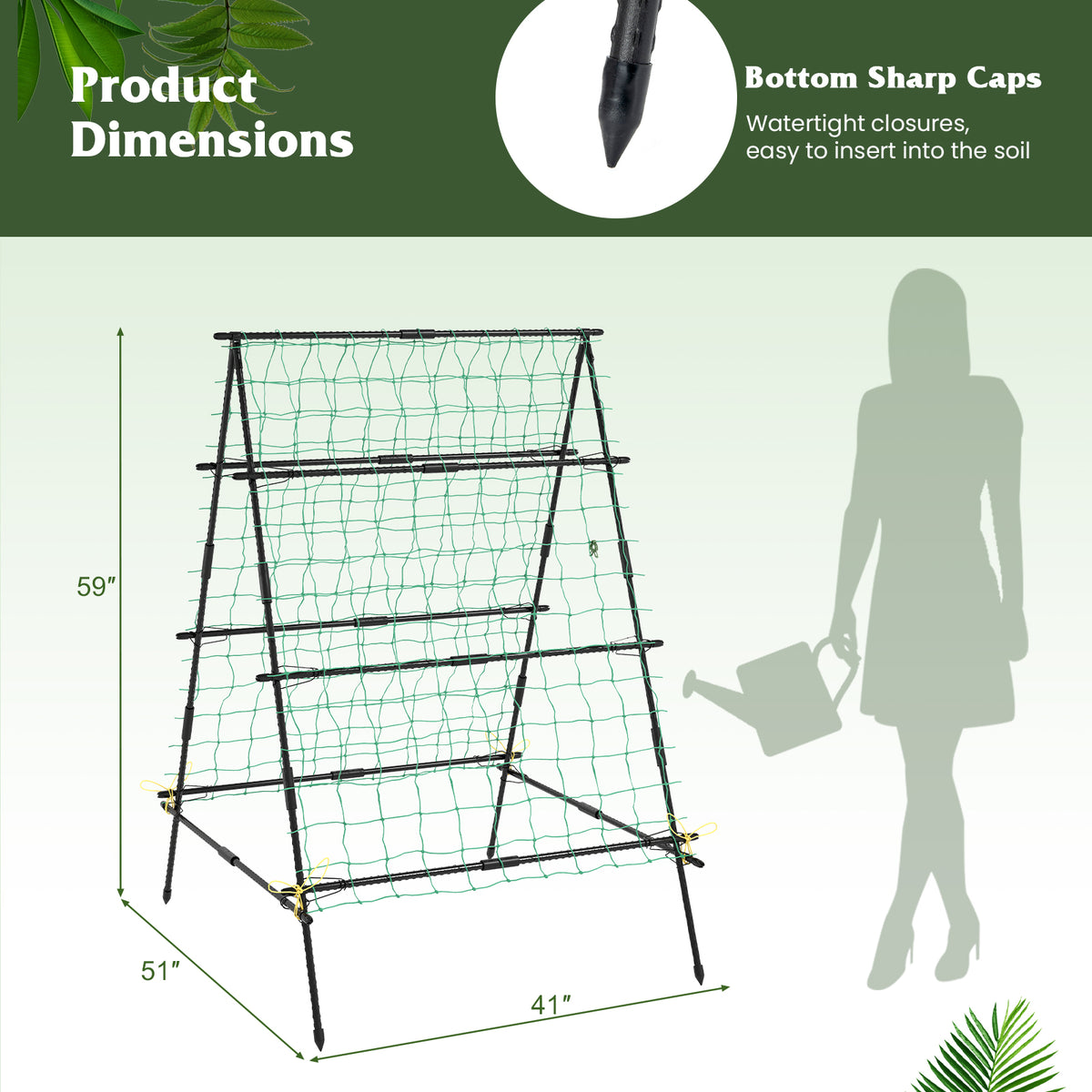 Garden Trellis for Climbing Vines, Outdoor Tomato & Cumber Trellis with A-Frame Support