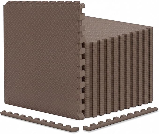 Lucktree 12/24/36/48 Tiles Exercise Flooring Mats with Border