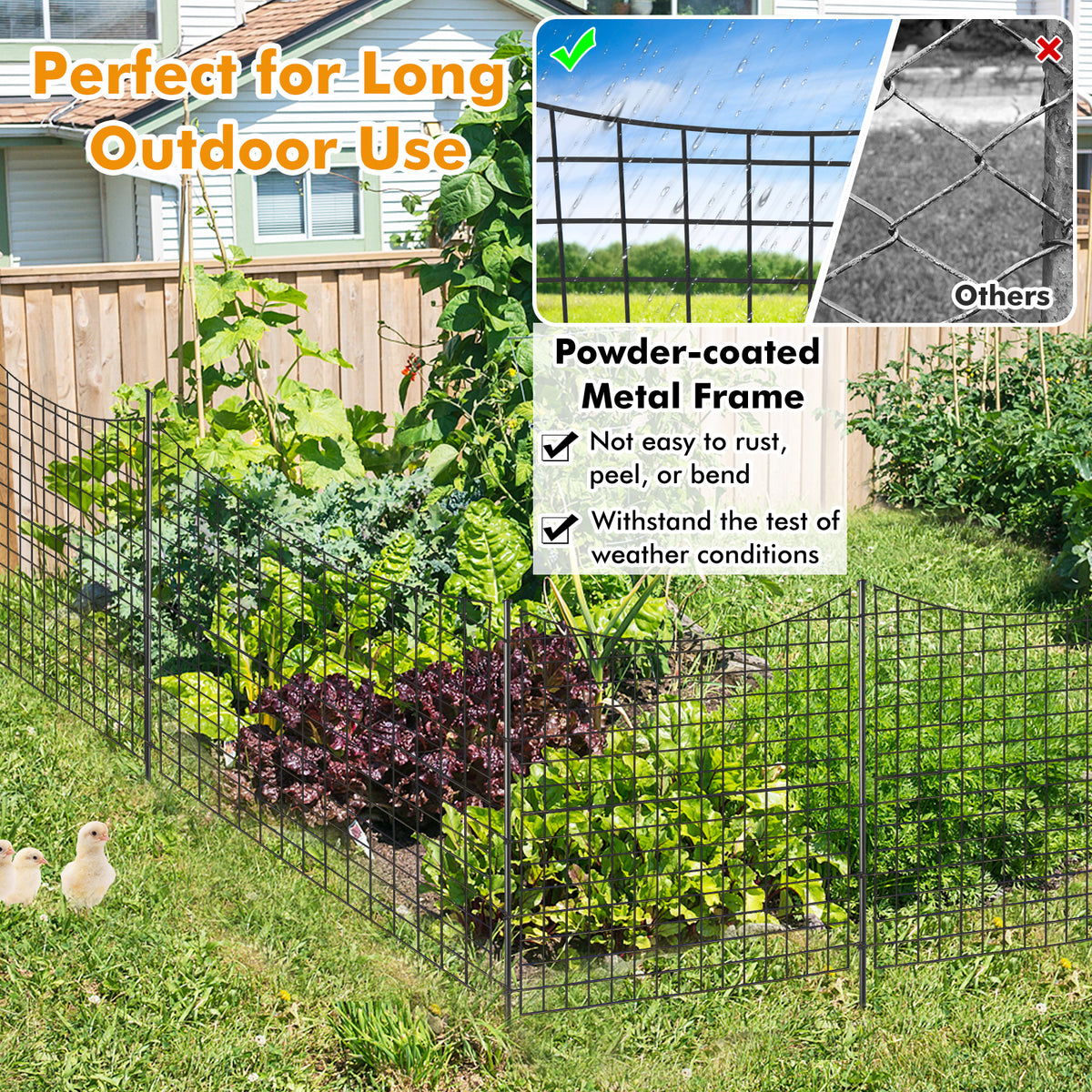 5-Panel Decorative Garden Fence with 5 Stakes, 39" Tall Outdoor Dog Barrier