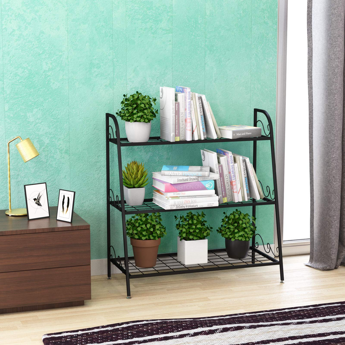 Lucktree 3 Tier Metal Plant Stand, Indoor Outdoor Plant Shelf