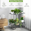 Lucktree Garden Cart Metal Plant Stand with 4 Decorative Wheels