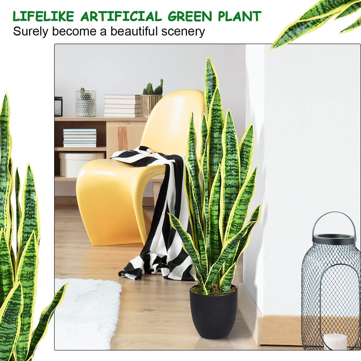 Artificial Snake Plant, 36" Fake Sansevieria - LucktreeUS
