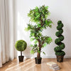 4 Ft Artificial Boxwood Spiral Tree, Fake Greenery Plants - LucktreeUS