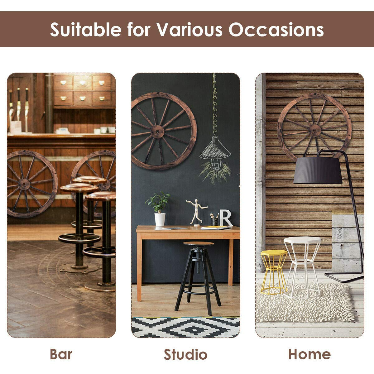 Lucktree 30-Inch Set of Two Decorative Wooden Wheel
