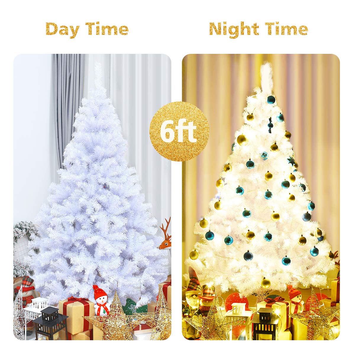 6ft /7.5ft/9ft White Artificial Christmas Tree - LucktreeUS
