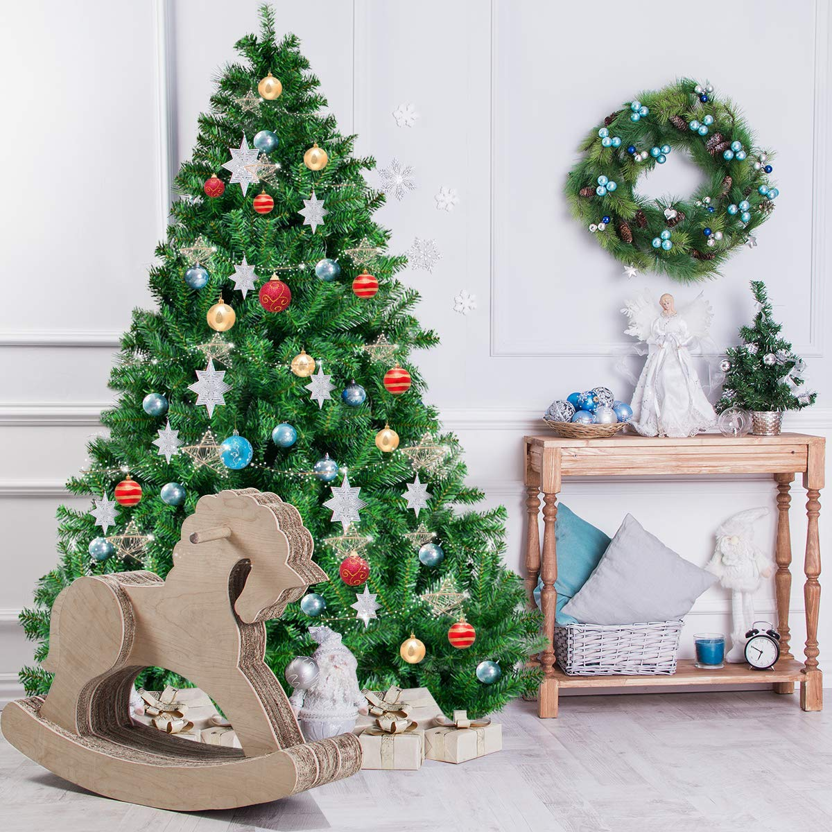 Lucktree Artificial Christmas Tree, Unlit Premium Hinged Spruce Xmas Tree with Solid Metal Stand, for Outdoor and Indoor Decor - LucktreeUS