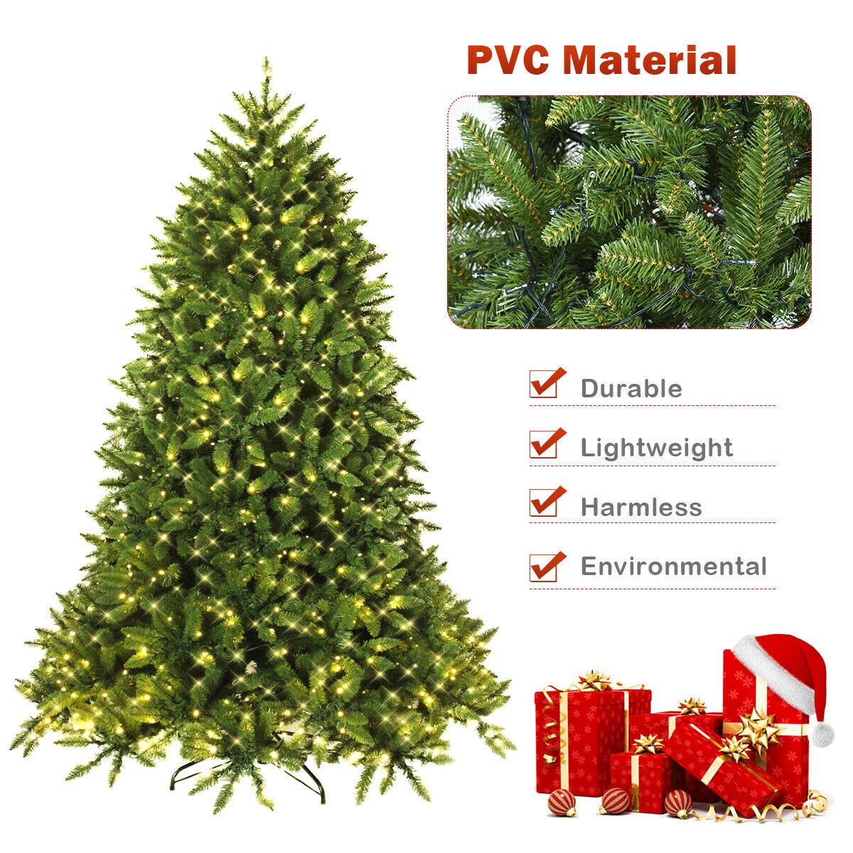 5ft Prelit Christmas Tree, Premium Hinged Artificial Fir Tree - LucktreeUS