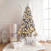 6FT/9FT  Snow Flocked Christmas Tree, Hinged Pine Tree - LucktreeUS