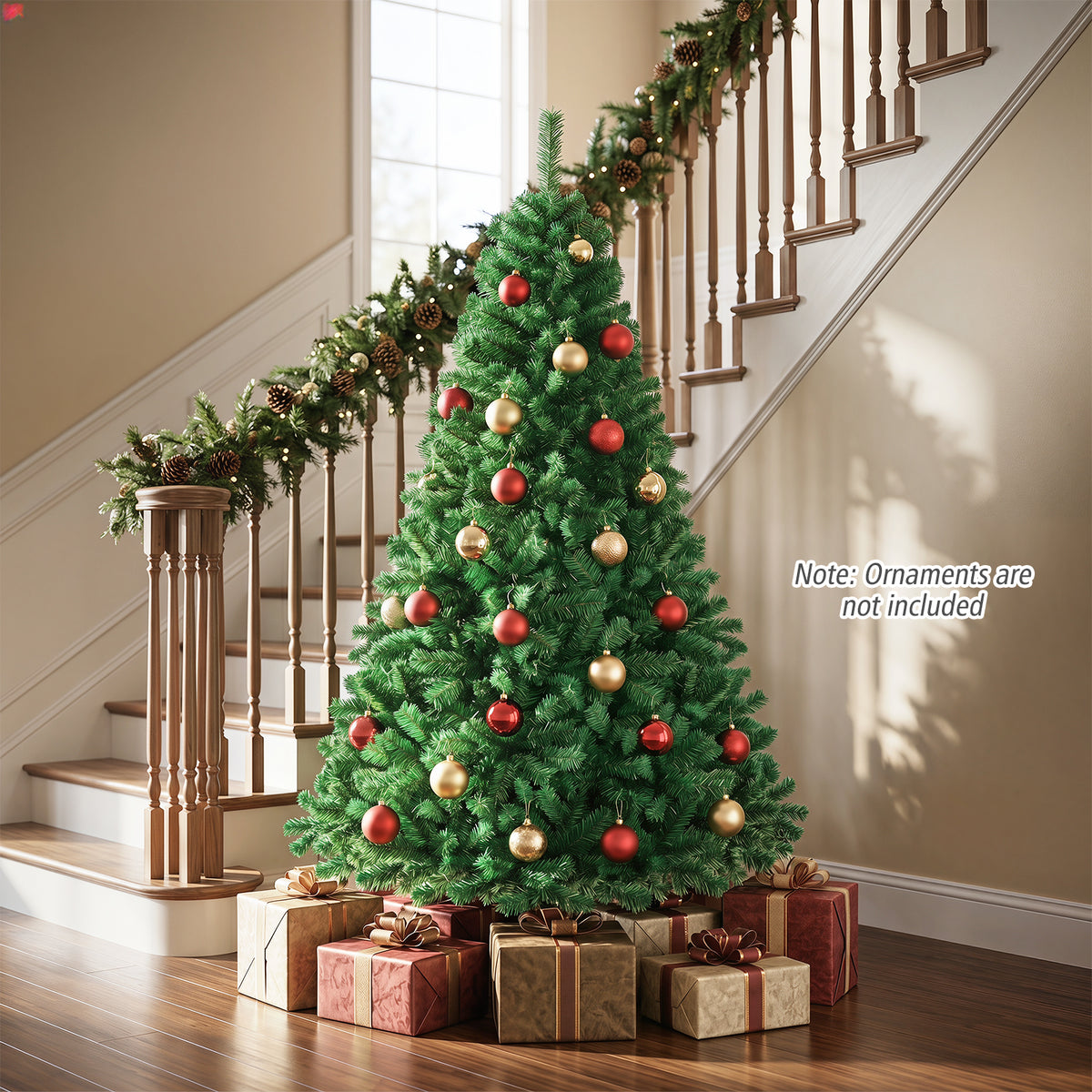 6 FT Artificial Christmas Tree Hinged Spruce with 650 Tips Foldable Metal Stand